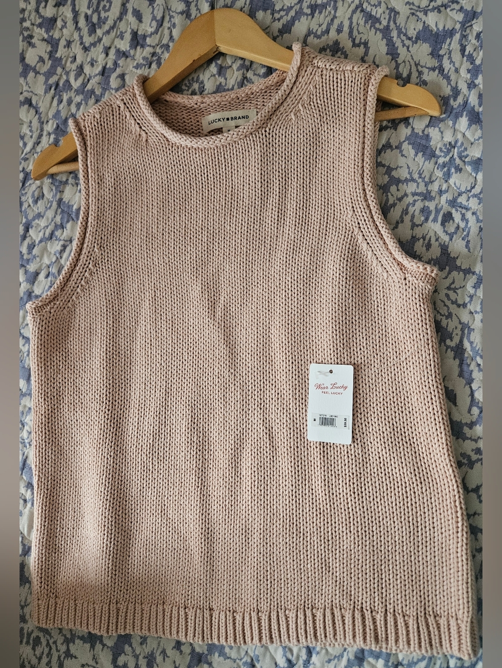 Lucky Brand Blush Pink Knit Sleeveless Sweater Tank